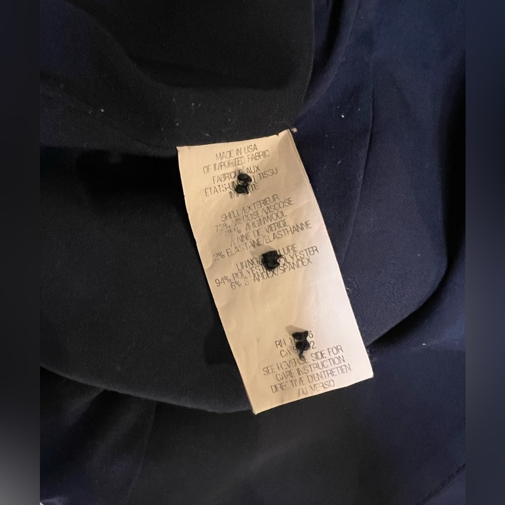 Helmut Lang Navy Wool Blend Front Overlap Blazer … - image 3